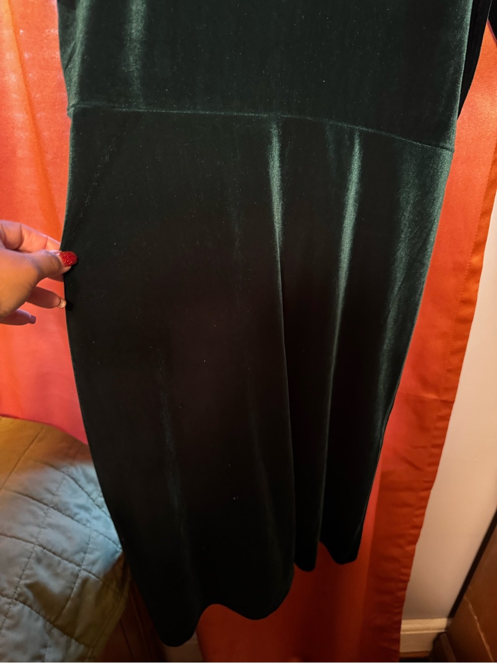 The Children’s Place Emerald Green Velour Dress Short Sleeve Fit & Flare Sz L - Picture 8 of 14